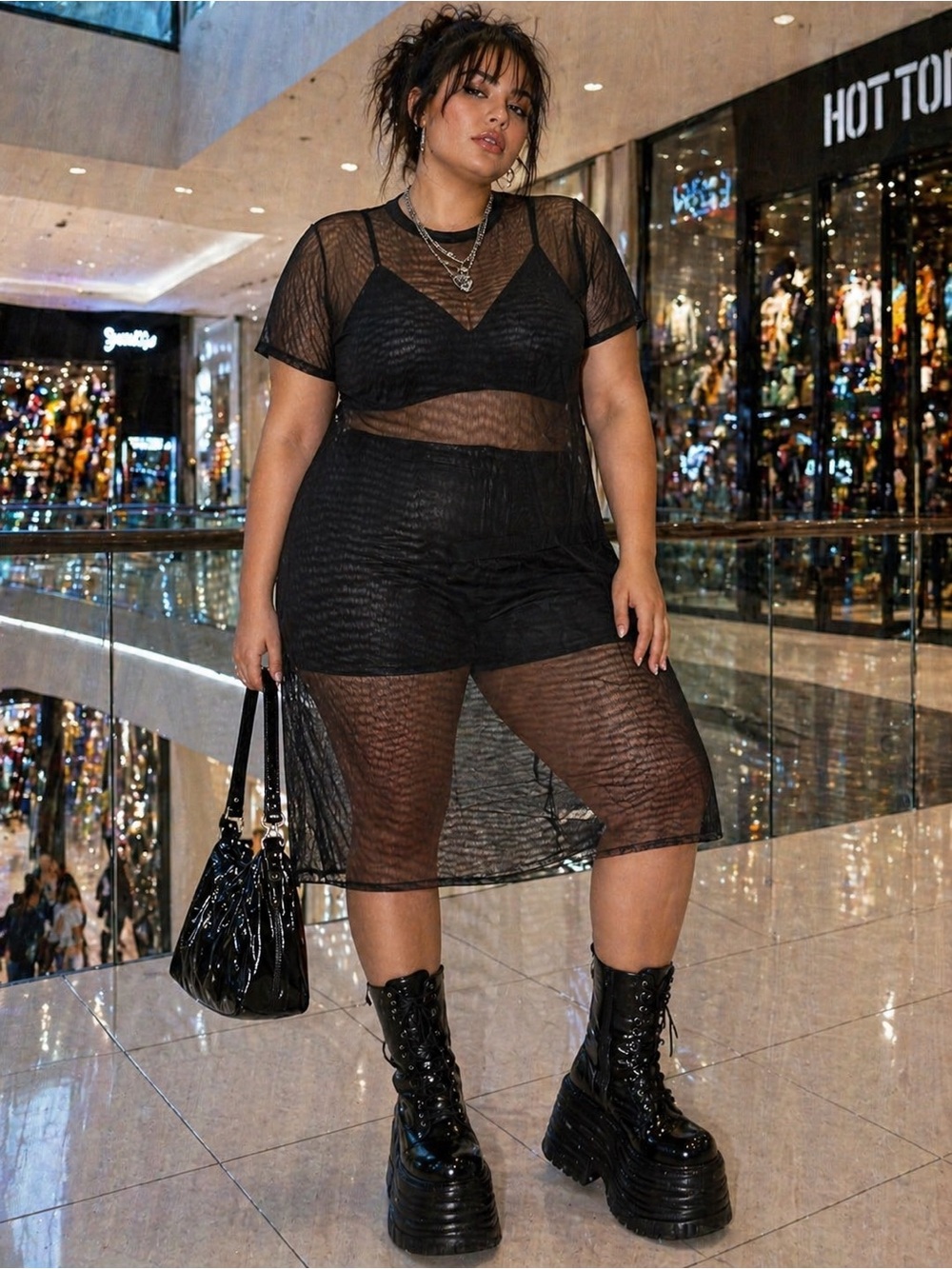 3-Piece Black Mesh Cover-Up Set